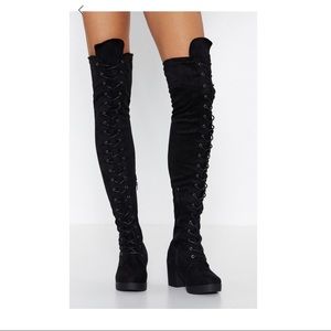 Lace up Over the Knee Suede Boots Witchy Witch